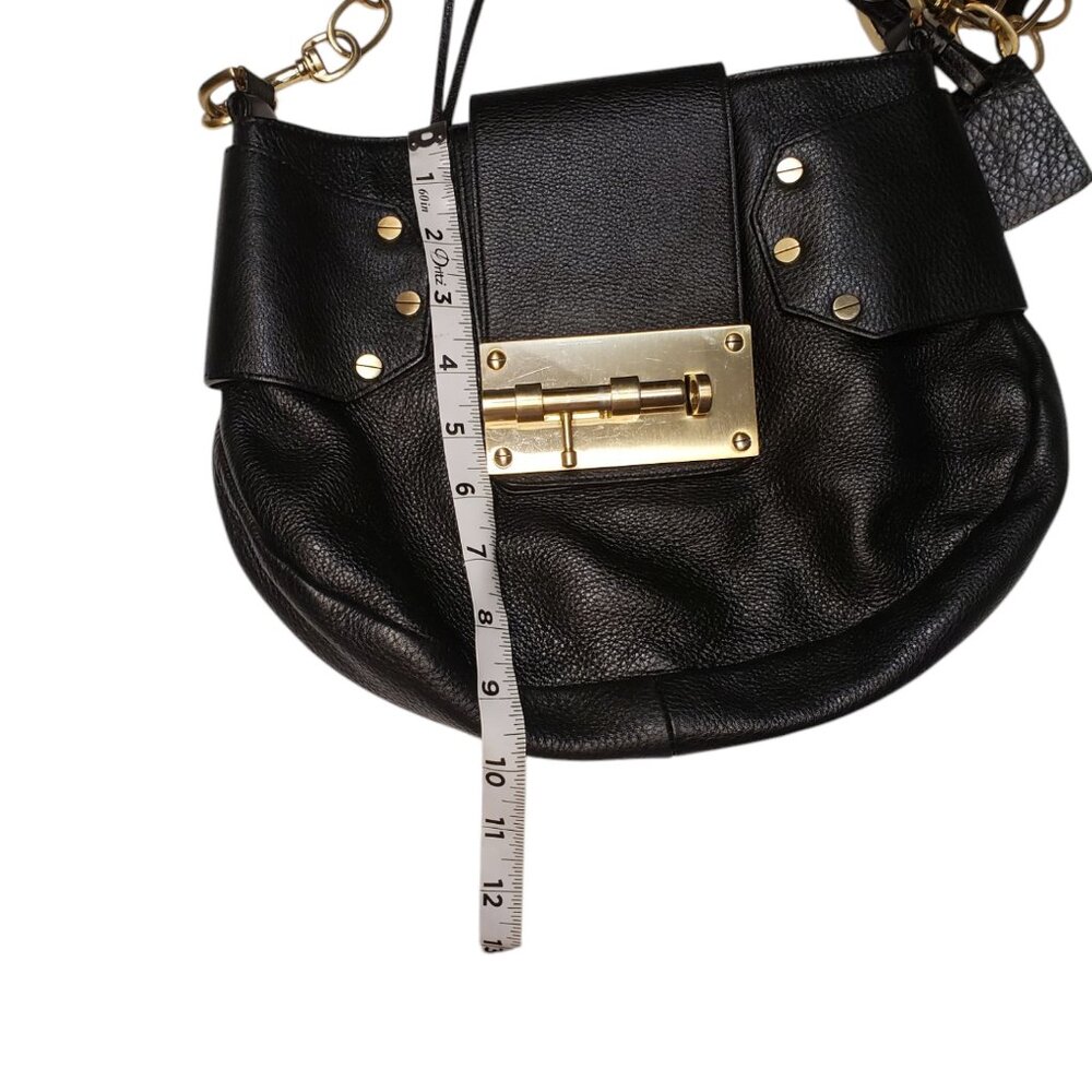 Alexis Hudson Vintage Black Pebbled Leather Dead Bolt Shoulder Bag - Picture 11 of 11
